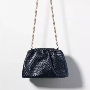 Anthropologie Frankie Clutch Bag Navy Blue 2 Removable Chains New w/ Tag